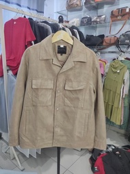 OUTERSHIRT SUEDE LEATHER LIGHRT BROWN SPAO FOR MEN