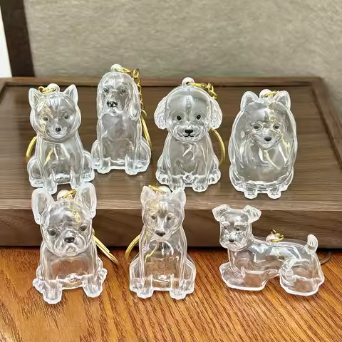 Cute Dog Hair Storage Box Memory Keychain Fur Container Keychain Pendant Transparent Capsule Souveni