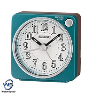 Seiko QHE185LN QHE185L QHE185 Bedside Metallic Blue Analog Quiet Sweep Beep Alarm Clock
