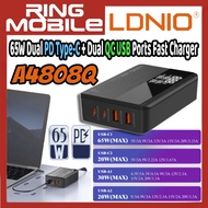 [Ready Stock] LDNIO A4808Q 65W Dual PD Type-C + Dual QC USB Ports Super Fast Desktop Charger with 150CM Power Cord (UK Plug) for Smartphone / Tablet / Laptop / Samsung / Xiaomi / Huawei / Oppo / Vivo / Realme / OnePlus