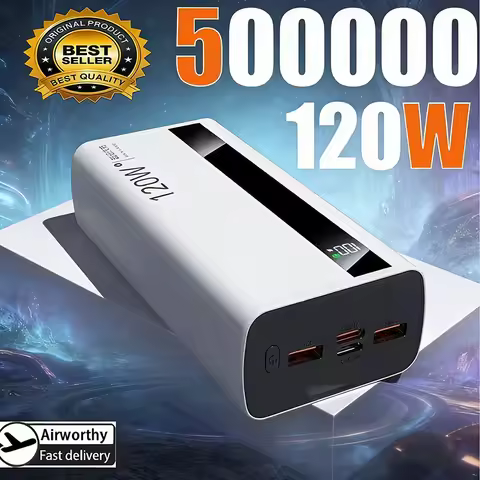 500000mAh High Capacity PowerBank 120W Super Fast Charging Portable External Battery Powerbank for i