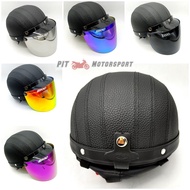 Design MHR 3 MATT BLACK Half Cut Leather Helmet Harley Helmet Retro Half Motorcycle Topi Keledar Mot