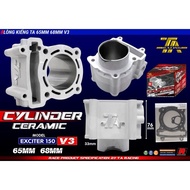 NÒNG PISTON BẠC TA RACING ( LÒNG KIẾNGV3 ) EXCITER 135/150 65-68-72MM / CHÂN 33 / thân 76 (1 COMBO)