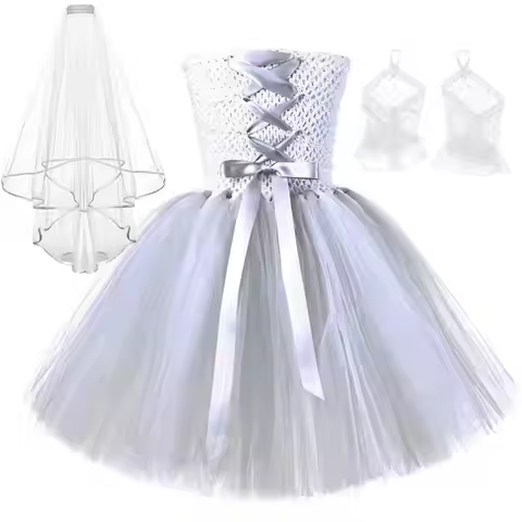Corpse Bride Halloween Costumes for Girls Zombie Ghost Bride Fancy Dress for Carnival Party Scary Tu