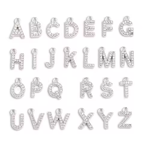 1Set Silver/gold Rhinestone Pendant 26Pcs A-Z Diy Letter Charms Inital Name Little Pendant For Earri