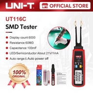UNI-T UT116C SMD Tester 36V DC Voltage Battery Measurement Rotable Tweezer LED Diode Multimeter Resi