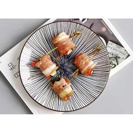 Ins Style Japanese Blue Strip KFC Plate Rice Plate Noodle Plate Coupe Plate