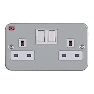 UMS 13A 2 Gang Metal Clad Switch Socket wit Sirim Approved