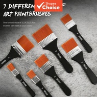 New7Pcs Flat Tip Nylon Paint Brush Hot Selling Set Large Wash Brushes For Acrylic Watercolor Gesso W