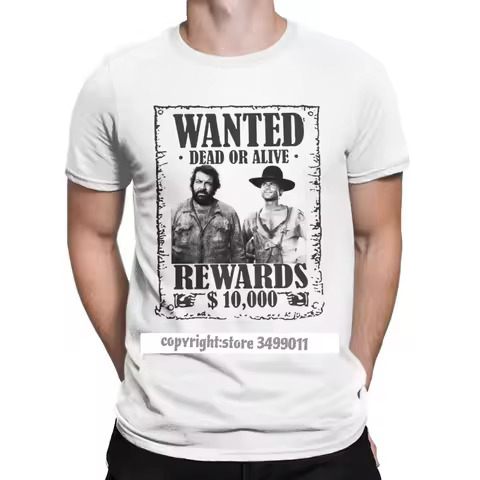 Bud Spencer Terence Hill Wanted Lo Chimavano Epic Movie T Shirt Men Graphic Vintage T Shirt Premium 