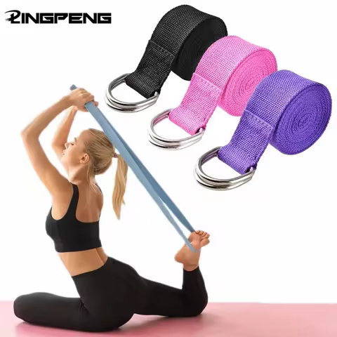 183*3.8cm Yoga Strap Cotton Exercise Yoga Belt Adjustable Woven Stretch D-Ring Buckle Fitness Stretc