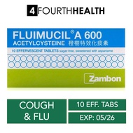 Zambon Fluimucil A 600MG (Exp Aug 2026) | 10 Effervescent/Box (OTC PACKING)