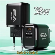 EA T68 FAST CHARGER 38W MAX PORT USB + PORT TYPE-C