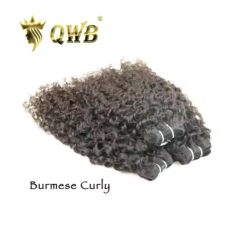 Queen Weave Beauty Burmese Curly 3 Bundles Deal Brazilian 100% Human Hair Extension Natural Color 12
