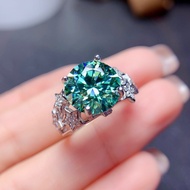 New Luxury Gypsophila Micro-Inlaid Colorful Treasure Ring 5 Carat Pigeon Egg Imitation Moissanite Bl