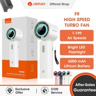 Jamay Handheld Cooling Fan 6000mAh 20H Strong Wind 199 Gears Mini Portable Kipas Flashlight F9 F10