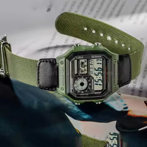 Durable Wear-resistant Military-Grade Nylon Watchband Convex Interface for Casio W-735/218H F-91W SG