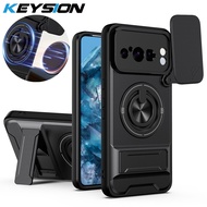 KEYSION Magnetic Phone Case for Google Pixel 8 8 Pro Slide Camera Protection Upright Stand 360 Ring 