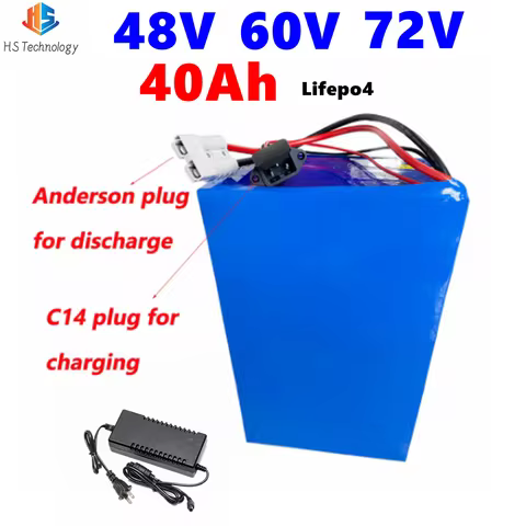 Lifepo4 48V 40AH 60V 72V Lithium Battery BMS 16S for 2000W 3000W Scooter Bike Tricycle Go Cart Motor
