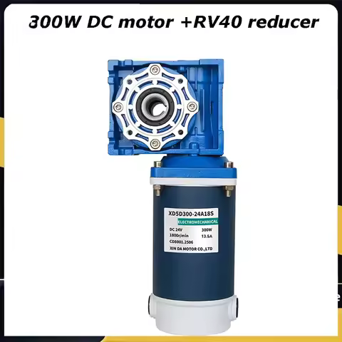 NMRV40 RV40 Worm Gear Motor 12V 24V 300W, Dual Shaft CW CCW Reversible Adjustable Speed DC Motor