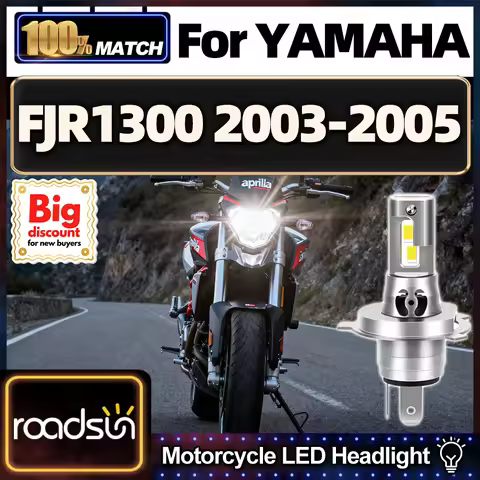 Roadsun For YAMAHA FJR1300 2003 2004 2005 1X Motorcycle LED Headlight Bulbs Plug And Play Hi/Lo Moto