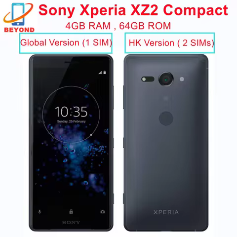 Sony Xperia XZ2 Compact 64GB ROM Single SIM H8314 Dual Sim H8324 5.0" Snapdragon 845 Octa Core NFC O