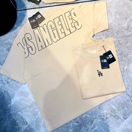GENUINE - NEW ERA LOS ANGELES BEIGE T-SHIRT - BEIGE ROUND-NECKLACE T-SHIRT