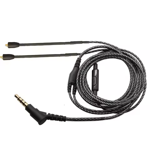 MMCX SE215 Cable with MIC Single Crystal Copper Wire Detachable Cords for Shure SE215 SE315 SE425 SE