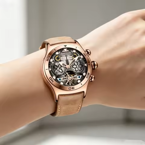 Reef Tiger/RT Luminous Sport Automatic Watches For Men Steel Year Month Calendar Sapphire Waterproof