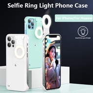 Selfie Ring Light Case For iPhone 12 11 Pro Max SE2 XR XS X 7 8 Plus Huawei Mate 40 30 Pro Back Cover With LED Flash Ring Lamp