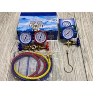 MANIFOLD GAUGE +3pcs CHARGING HOSE METER GAS HOME/CAR AIRCOND FRIDGE PRESSURE LEAKING TESTER R22 R41
