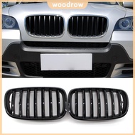 2Pcs Kidney Grills Gloss Black for BMW X5 E70 X6 E71 2007-2013 Car Accessories [Woodrow.sg]