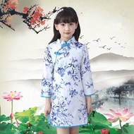 Children's Cheongsam Girls Autumn Princess Dress 7 Big Girls Dress Spring Autumn Children's Clothing