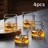 TEMU 4pcs Set Elegant Modern 3d Mountain-themed Glass Cups Suitable For Whiskey,, Coffee & Water - G