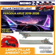 Car Perodua Aruz 2019 - 2026 Pillar Tweeter Speaker Cover RGB Ambient Light 64 Colors LED Refitting 