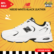 รุ่นฮิต NB530 Classic color White-Black leather Unisex สีขาว-ดำ  หนัง  รองเท้าผ้านิวบาลานซ์ 530 น้ำห