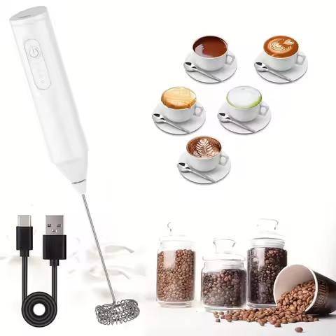 Handheld milk frother, electric mini mixer, portable blender, 3-speed adjustable USB rechargeable mi