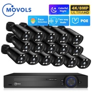 ระบบ POE กล้องวงจรปิด Movols 4K 16CH 5MP 8MP กล้องวงจรปิดเครื่องเสียงสองทางระบบกล้องวงจรปิด AI P2P X