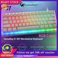 GamaKay K61 61 Keys Mechanical Gaming Keyboard Hot Swappable Type-C 3.1 Wired USB Translucent Glass 