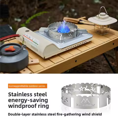 MOUNTAINHIKER Stainless Steel Windbreak Ring Outdoor Camping Travel Windproof Cassette Stove Portabl