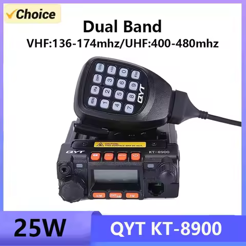 QYT KT-8900 Mini Car Mobile Radio Station Long Range 200 Channel 25W High Power Color Screen Dual Ba