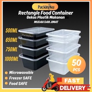 (500ml/650ml/750ml/1000ml/1250ml/1510ml) Packingku Bekas Plastik Makanan - Rectangular Food Containe