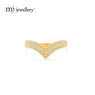 MJ Jewellery 916/22K Gold Double Zirconia V-Shaped Gold Ring C98