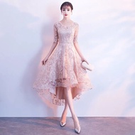 Elegant Lady Design Lace Stitching Mid-length Evening Dress Banquet Slimming Elegant dress Mint Mamb