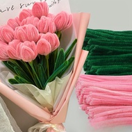 100Pcs Colorful Fuzzy Wire Pipe Cleaner Craft Flower Chenille Twist Wire Stem Handmade DIY Bouquet