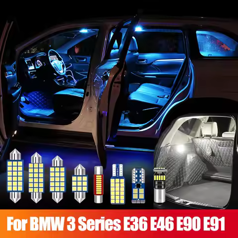 For BMW 3 Series E36 E46 M3 E90 E91 Sedan Touring Car LED Bulbs Interior Dome Reading Lamp Vanity Mi