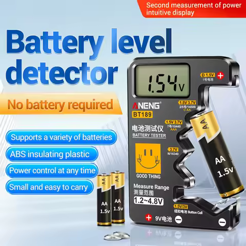 BT189 Battery Tester 9V Battery N-type Universal Digital Battery Tester Battery Level Indicator Batt