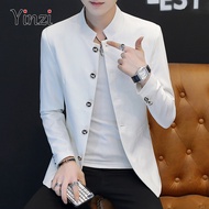 YINZI ชุด Blazer 2021 Slim Mandarin Collar ชาย5หัวเข็มขัดนักเรียนเยาวชนแนวโน้มเสื้อเบลเซอร์ลำลอง