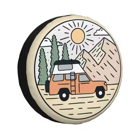 Custom Mountain Camper Adventure Camping Spare Wheel Tire Cover for Honda CRV Jeep RV SUV 4WD 4x4 Ve
