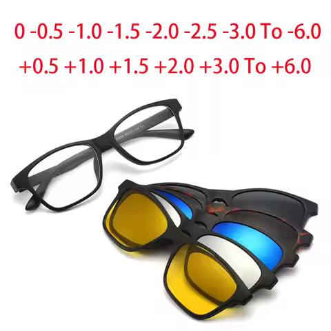 2246 Magnet Clip Square Frame Myopia Glasses 0 -0.5 -1.0 -2.0 To -6.0 , Hyperopia Sunglasses +0.5 +1